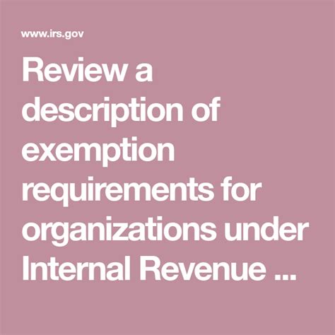 Review A Description Of Exemption Requirements For Organizations Under