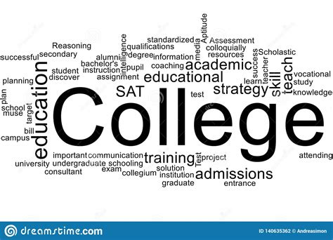 College word cloud stock illustration. Illustration of text - 140635362