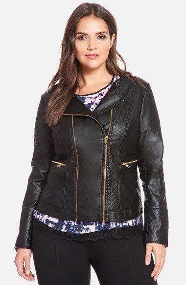 Eloquii Quilted Faux Leather Moto Jacket Plus Size Edgy Leather Jacket Denim Jacket Zipper