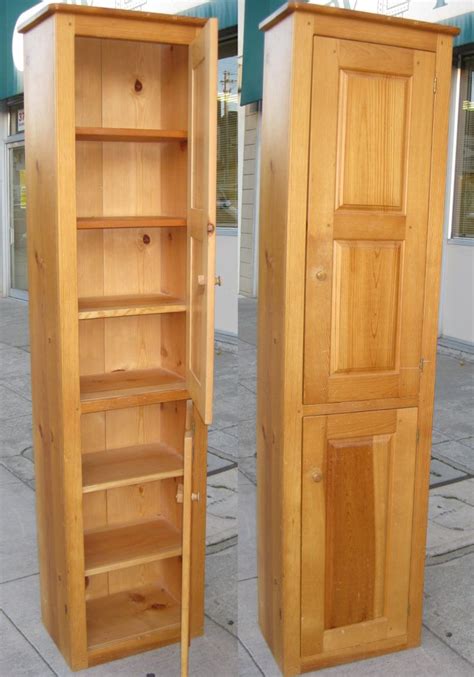 Tall Slim Cabinet Cabinet With Four Maple Wood Shelves And Door