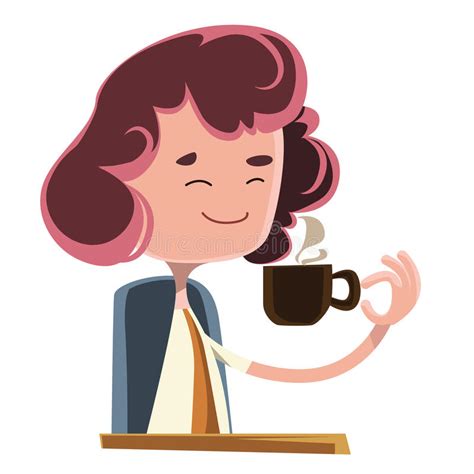 Women Drinking Coffee Illustration Cartoon Character Stock