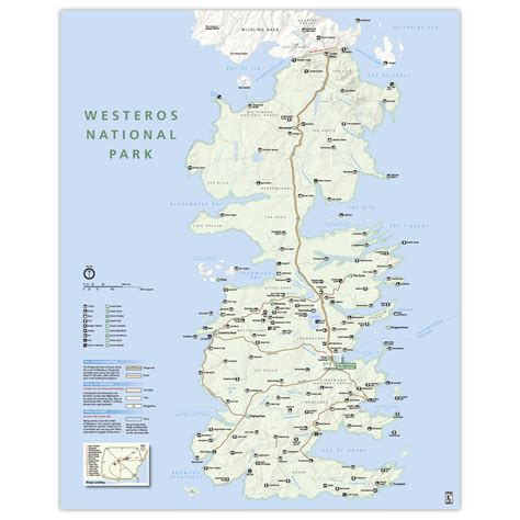 Game Of Thrones Westeros National Park Style Map 16x20 Knerdkraft