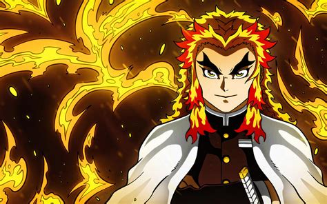 Kyojuro Rengoku Fire Flames Demon Slayer Kimetsu No Yaiba Manga Rengoku Kyojuro Artwork Digital