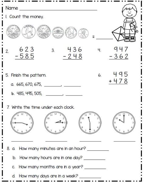 2nd Grade Math Review Worksheets