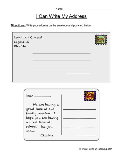 My Address Envelopes And Letters Worksheet Letter Writing For Kids