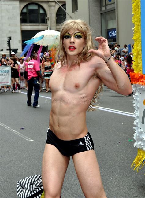 Nyc Nearly Nude Man In Gay Pride Parade Editorial Stock Image Image Of Wearing Blond