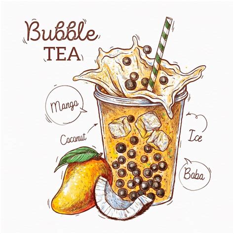 Free Vector Hand Drawn Bubble Tea Flavors