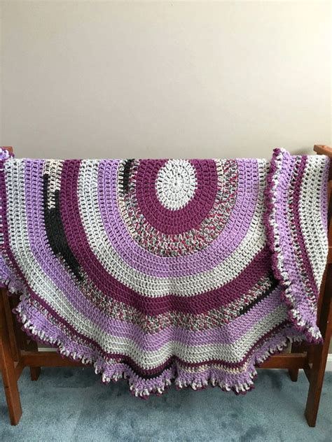 Round Purple Afghan Round Crochet Afghan Round Purple Etsy In 2020