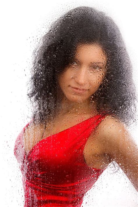 Beautiful Girl In A Red Dress Stock Image Image Of Rain Laughing