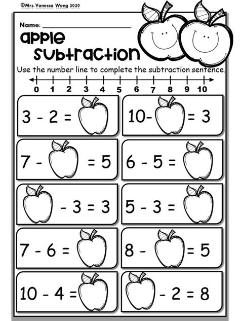 Kindergarten Math Worksheets Number Line Subtraction Distance
