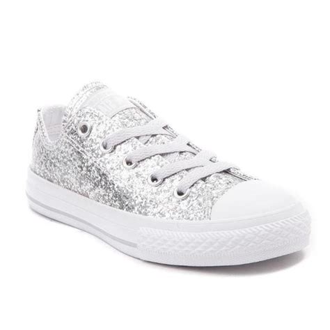 Womens Sparkly Silver Glitter Crystals Converse All Stars Shoes Wedding