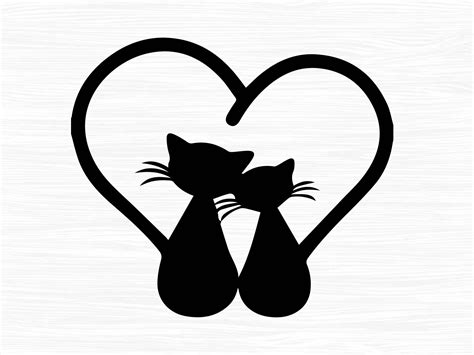 Cat Heart Svg Two Cats Love Svg Animal Svg File Vector Etsy