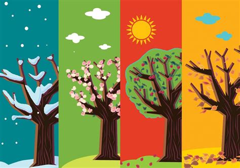 Four Seasons Abstract Trees Four Seasons Painting Tree Art Four Seasons Art