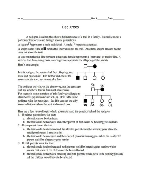 Pedigree Worksheet