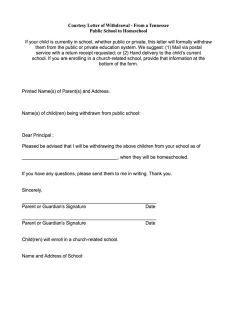 Homeschool Withdrawal Letter 2020 2021 Fill And Sign Printable