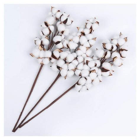 21 in cotton stalks stems balls floral home decor farmhouse style 3 pack cotton branches