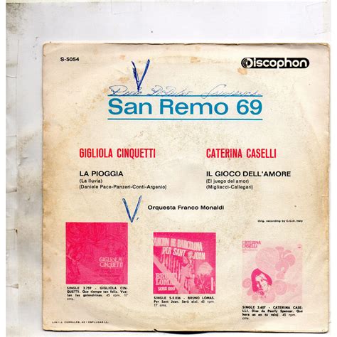 Casco d'oro dal 1964 released: La pioggia ( la lluvia ) / il gioco dell'amore ( el juego ...