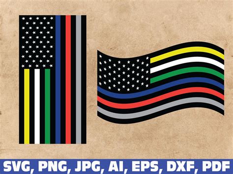 American Flag First Responders Thin Line Svg First Responder Etsy
