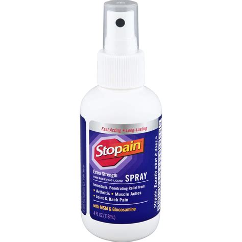 Stopain Extra Strength Pain Relief Spray 4 Fl Oz Relieves Muscle And