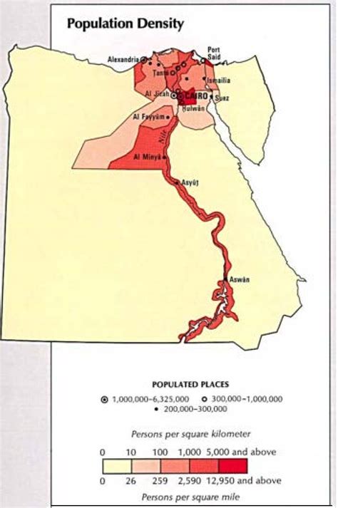 The Population Density In Egypt Centered Around The River Nile And Its