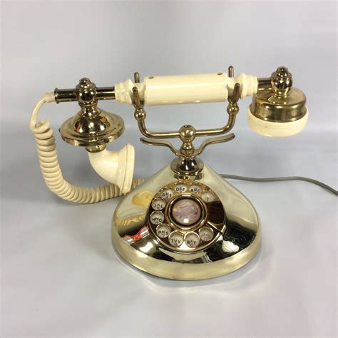 Hollywood Regency Phone Brass Plated And Cream Tone Rotary Etsy