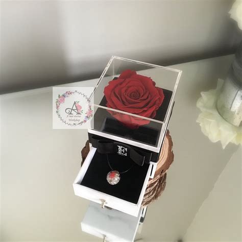 Personalised Flower Ring Box Preserved Rose In Box Jewellery Etsy