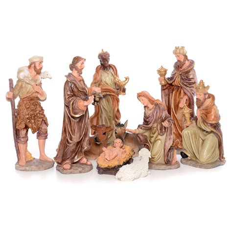 Complete Nativity Set Measuring 50cm 11 Figurines In Painted Resin