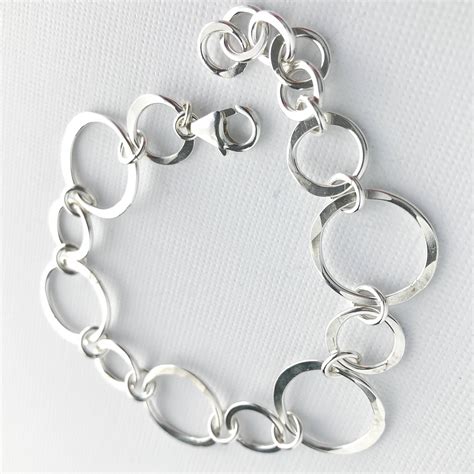 Hammered Silver Circles Bracelet Sterling Silver Handmade Etsy