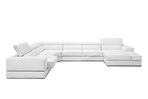 Divani Casa Pella Modern White Bonded Leather Sectional Sofa White