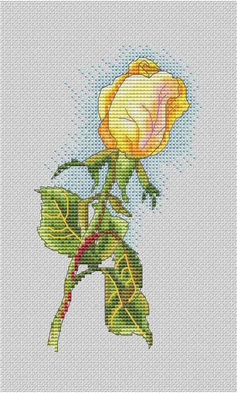 Yellow Rose Cross Stitch Pattern Floral Rose Counted Cross Etsy