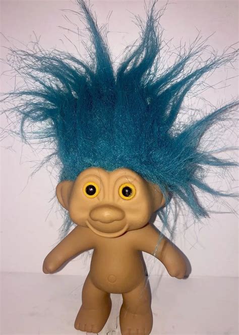 Vintage Troll Doll 1991 Tnt China Teal Blue Hair And Yellow Eyes 45