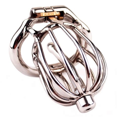 Stainless Steel Birdcage Urethral Chastity Device With Hinged Ring