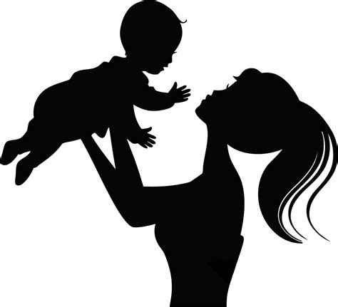 Silhouette Child Infant Mother Silhouette Png Download 934850