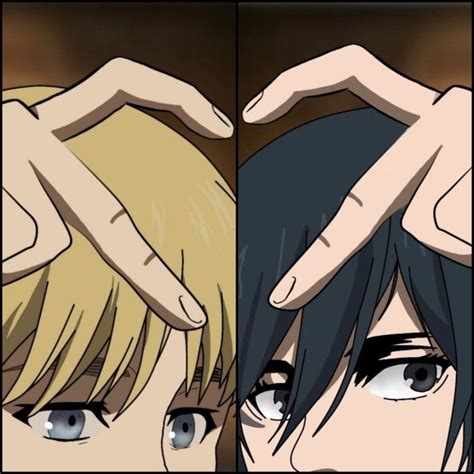 Two Anime Characters With Different Facial Expressions And Hands On