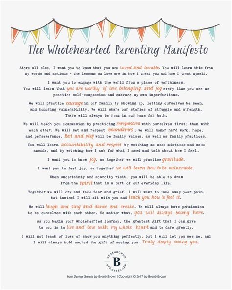 The Wholehearted Parenting Manifesto Brené Brown Brene Brown Quotes