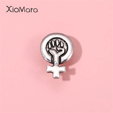 enamel power brooches enamel badges enamel pins feminism enamel pins silver color