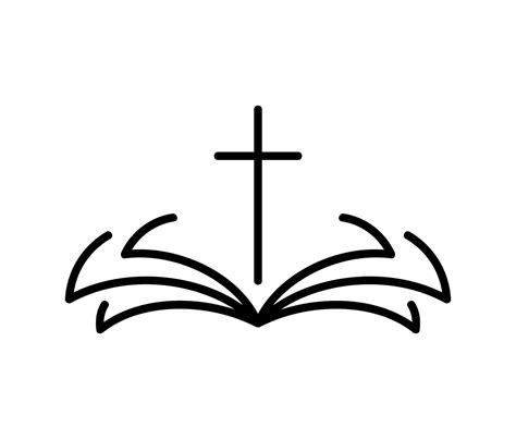 Emblema Vetorial Com Cruz E Bíblia Sagrada Ilustração Do Logotipo Ou