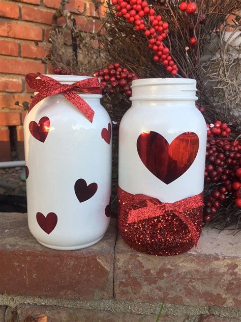 Valentines Day Centerpieces Valentines Day Jars Etsy Diy