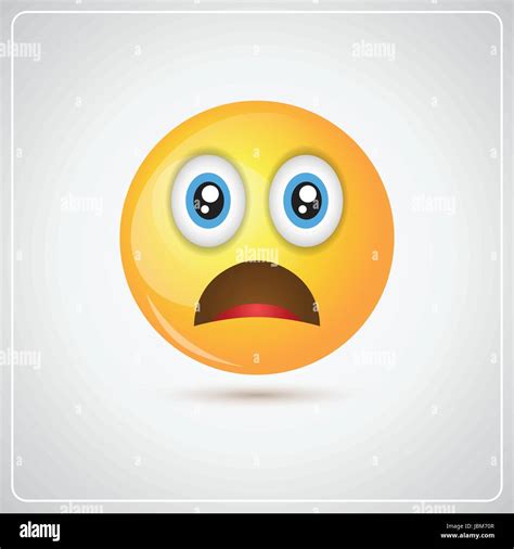 Yellow Cartoon Face Shocked People Emotion Icon Stock Vector Image