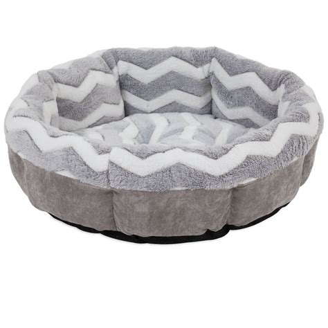Snoozzy Mod Chic Round Pet Dog Bed Shearling Grey 21
