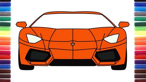 How To Draw A Car Lamborghini Aventador Front View Step By Step Youtube