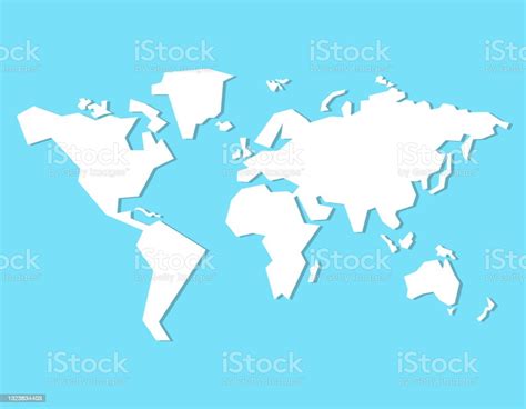 Simple World Map In Flat Style Isolated On Blue Background Vector