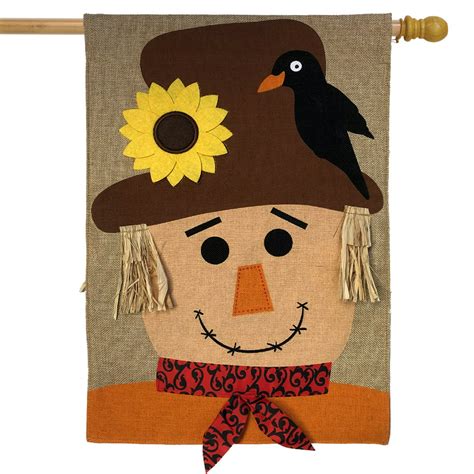 Autumn Scarecrow Burlap House Flag Fall 28 X 40 Briarwood Lane