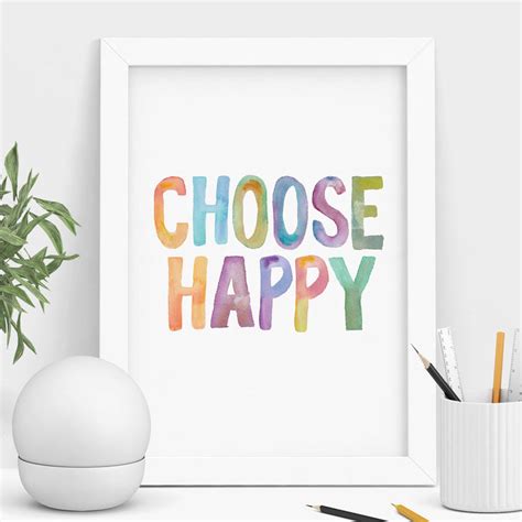 Choose Happy Inspirational Watercolour Print By The Motivated Type