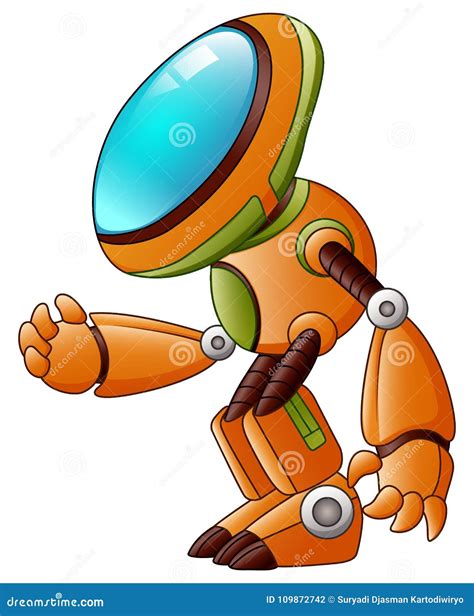 Orange Robot Cartoon Isolated On White Background Stock Vector