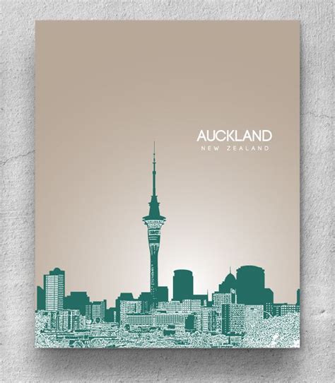 Auckland New Zealand City Skyline Art Travel City Wall Art Poster