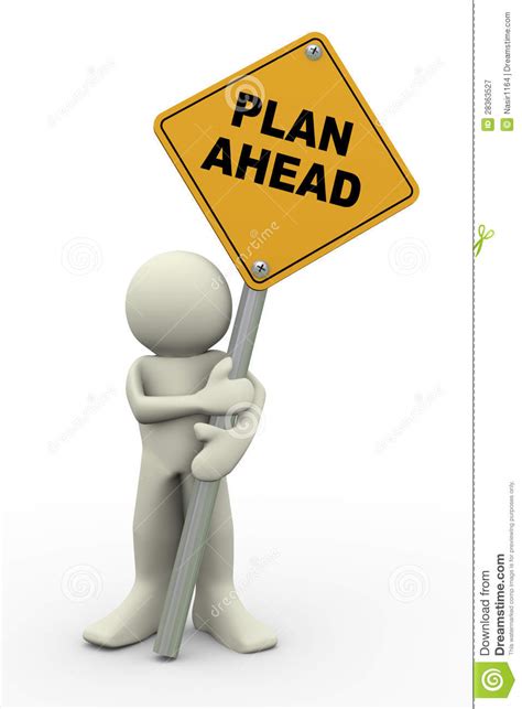 3d Man Holding Plan Ahead Sign Stock Illustration