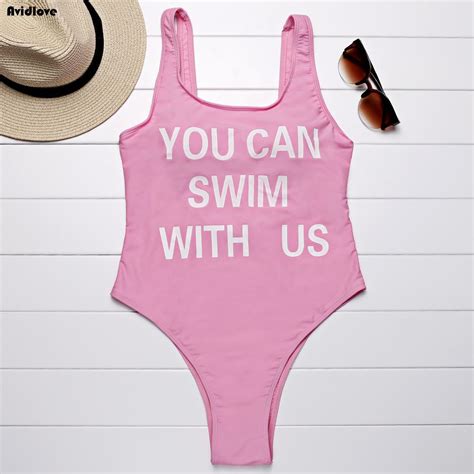 Wear Sexy One Piece Swimwear U Neck Padded Backless Women Print Beach Letter Swimsuitbody Suits
