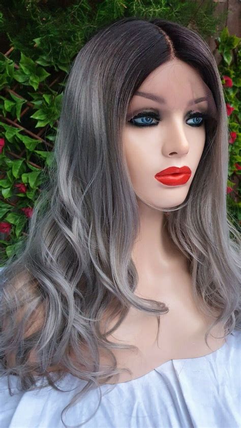 Dawn Silver Grey Human Hair Blend Wig Lace Front Wig Curly Etsy