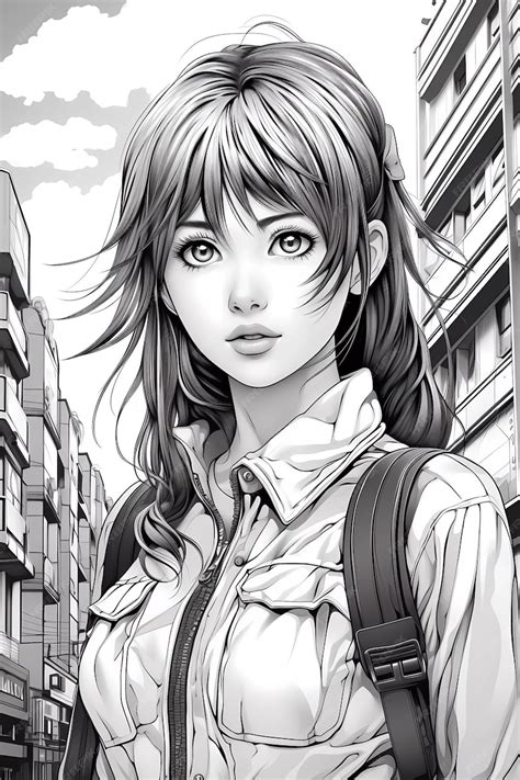 Premium Ai Image Anime Girl Coloring Page Unleash Your Creativity